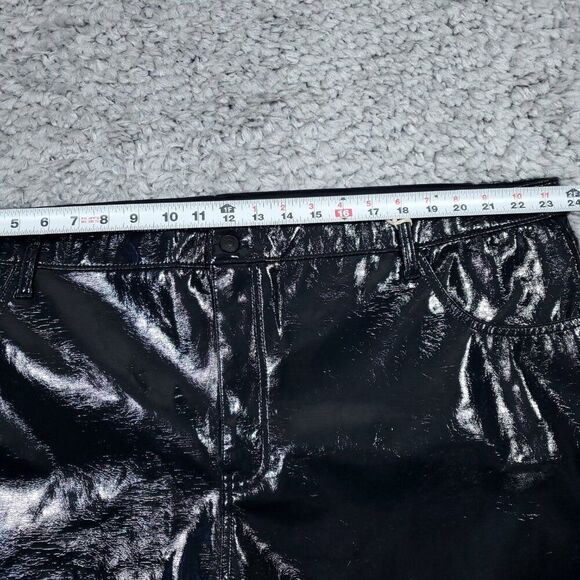 Abercrombie 24L 90s Straight Ultra High Rise Curve Love Vegan Leather Pants Blue - Picture 7 of 15